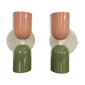 Pair of double lighting wall lights