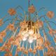 Vintage chandelier rain gold with handmade Murano glass pink flowers.
