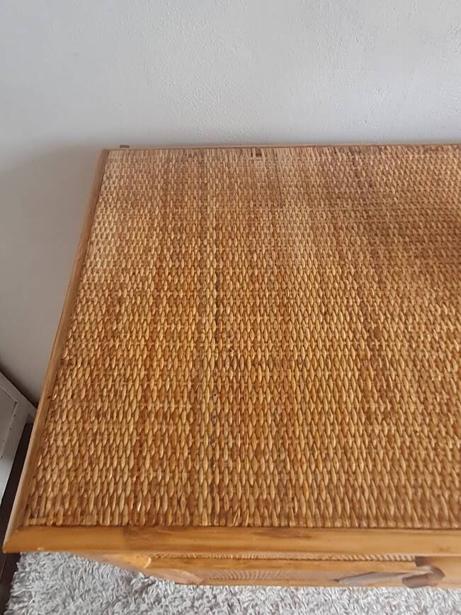 Vintage rattan sideboard from the 1970s.