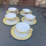 Coffee service or tea in vintage yellow and white porcelain
