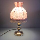 Brass bedside lamp and pink/vintage lampshade 60s-70s