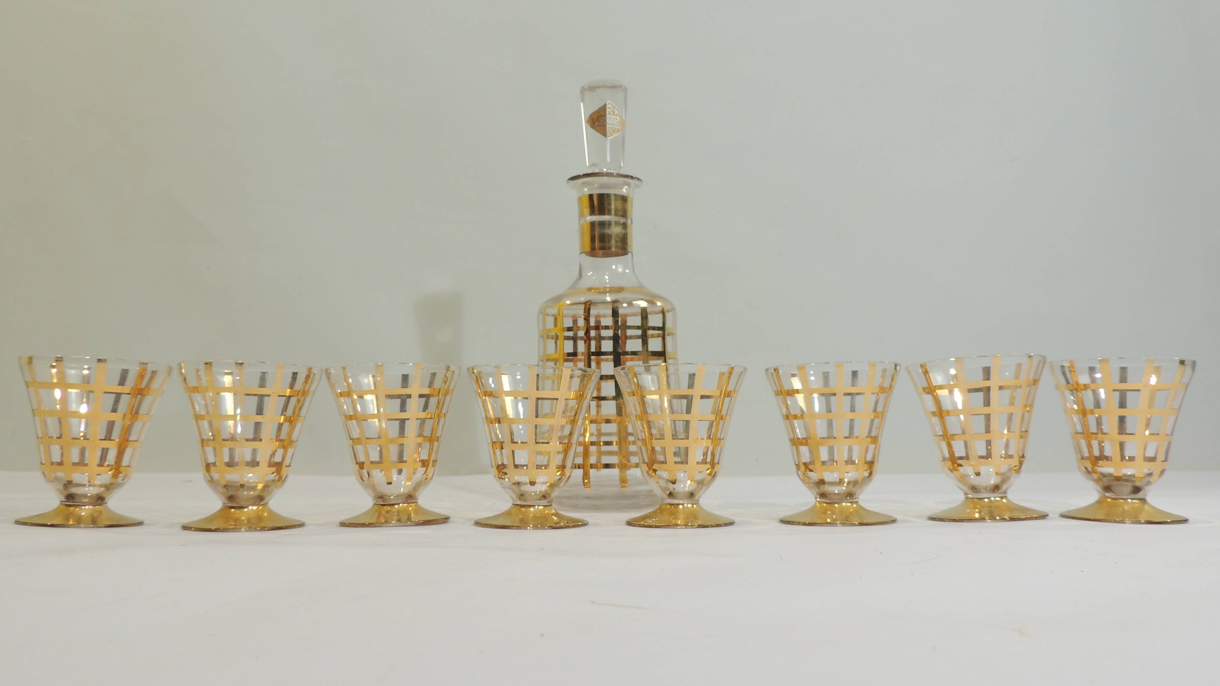 Vintage Vannes le Chatel crystal carafe and glasses