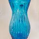 Vintage Art Deco blue molded glass orangeade set, pitcher and 6 glasses