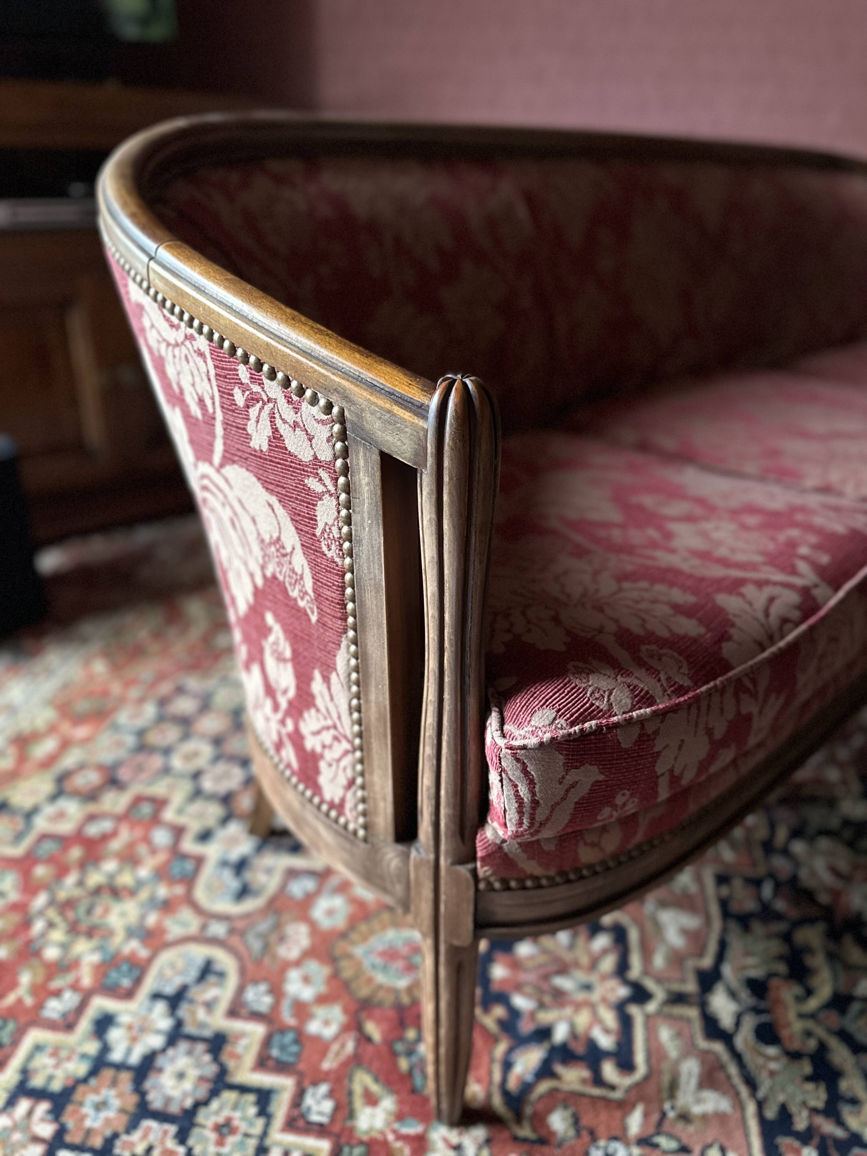 Set of Louis XVI style basket benches, 2 and 3 seats