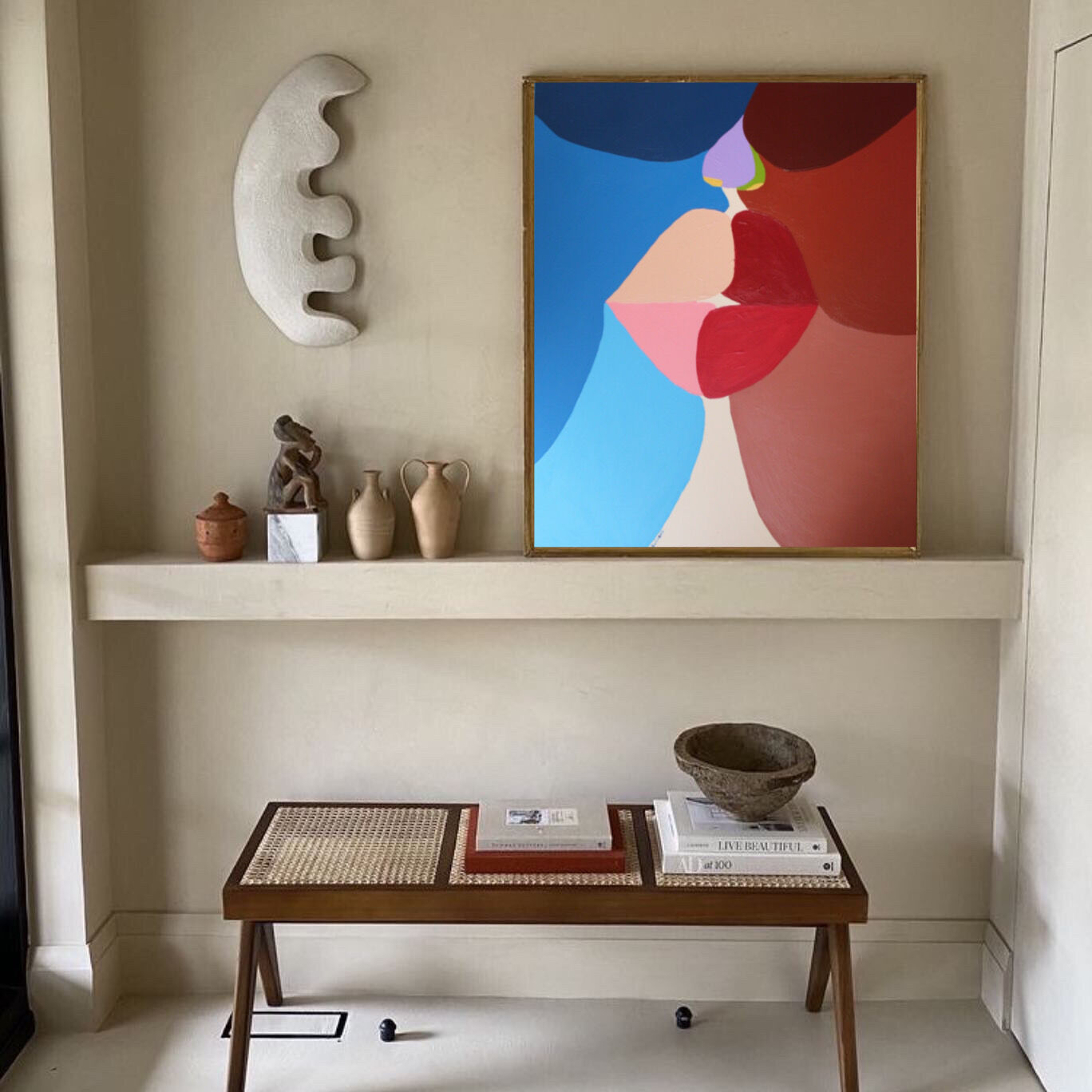 The kiss colorful handmade paint