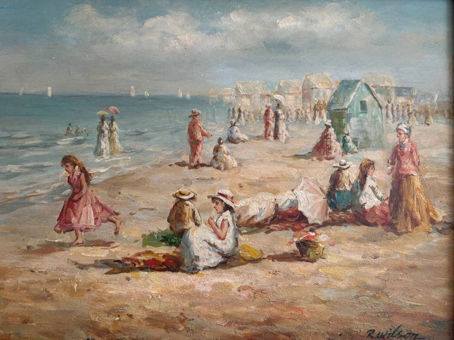 Antique oil painting signed R Wilson, early 20th century