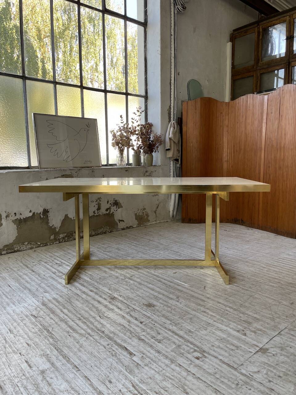 Brass table 1970 Italian lacquer