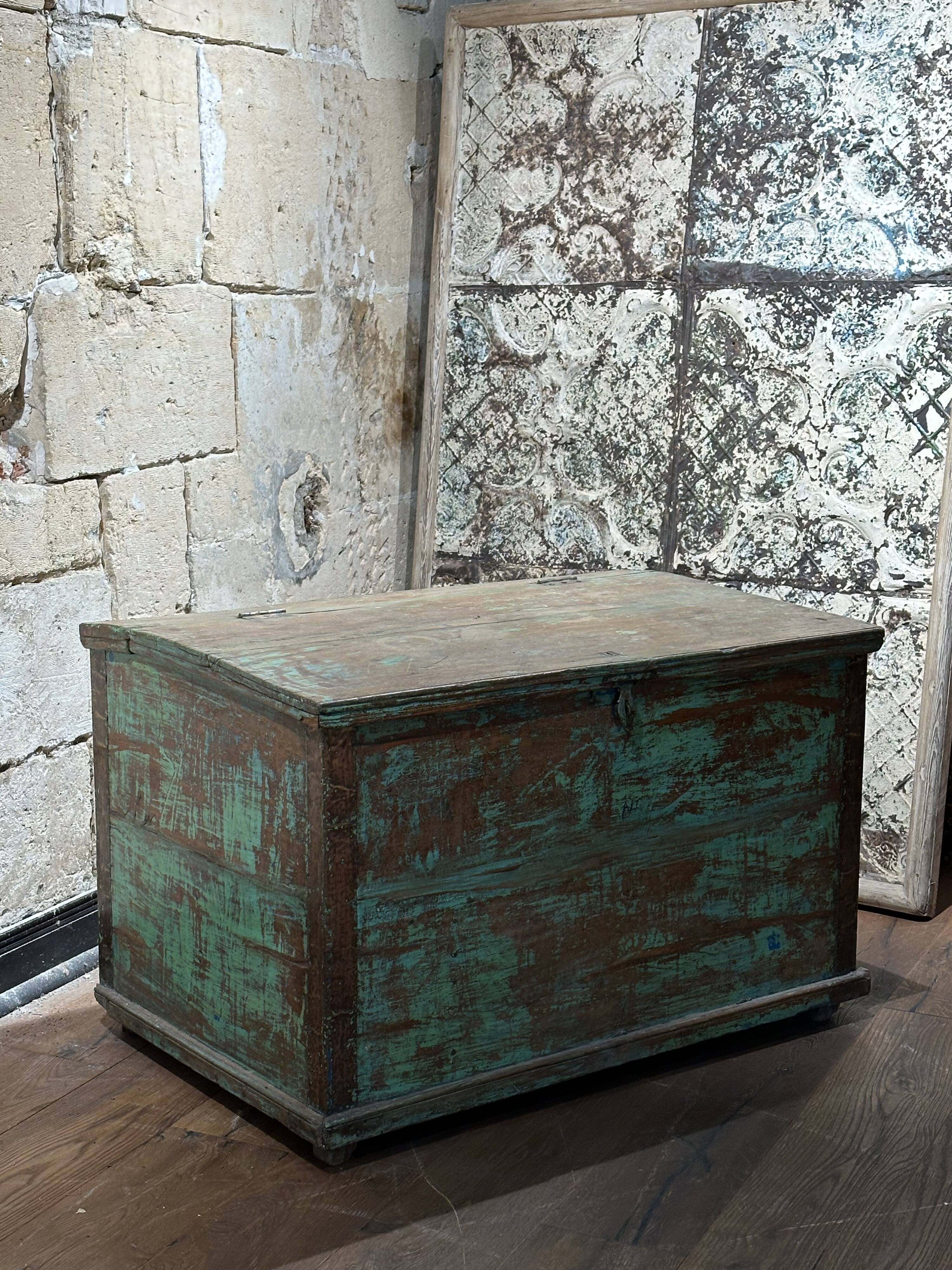 Indian chest opening from above with interior compartment, unique piece