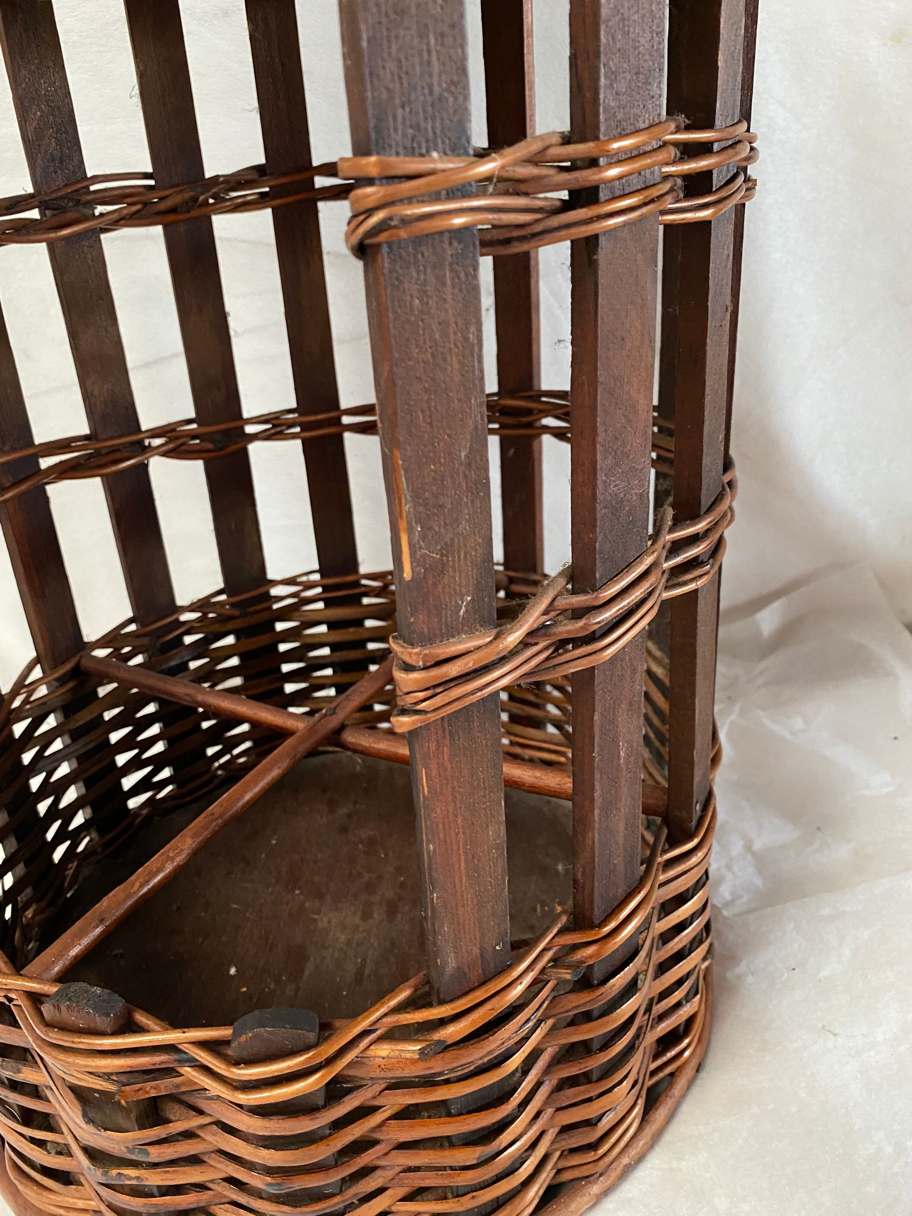 Vintage rattan bar basket