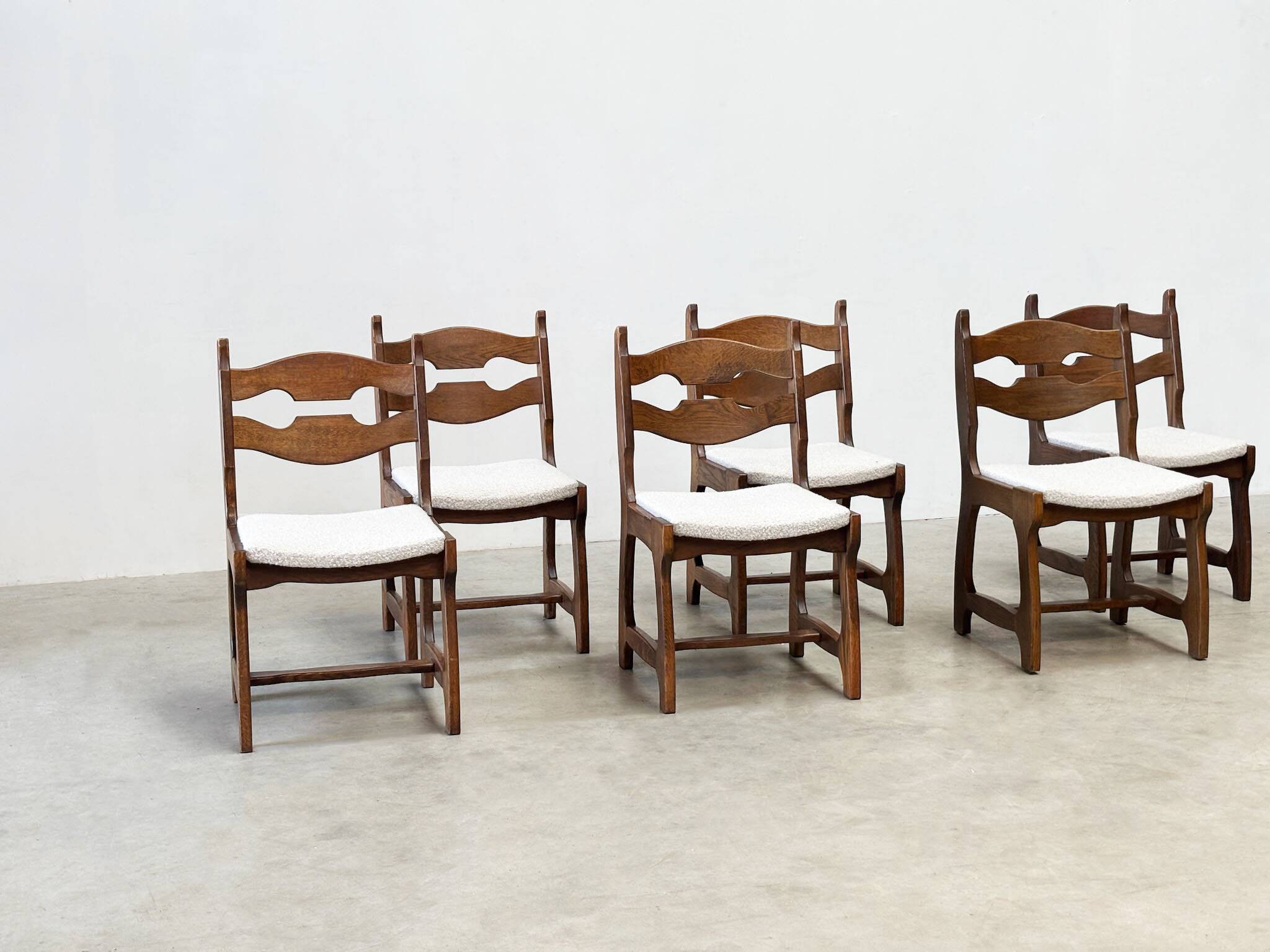 Set of six brutalist razorback dining chairs