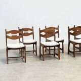Set of six brutalist razorback dining chairs