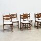 Set of six brutalist razorback dining chairs