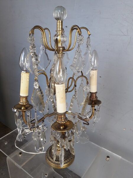 Candelabra bronze and crystal XIXem