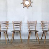 Series of 4 Scandinavian chairs or vintage wooden bistro