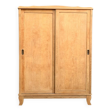 Parisian art deco wardrobe sliding doors solid raw oak