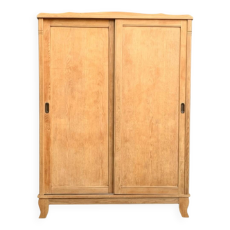 Parisian art deco wardrobe sliding doors solid raw oak