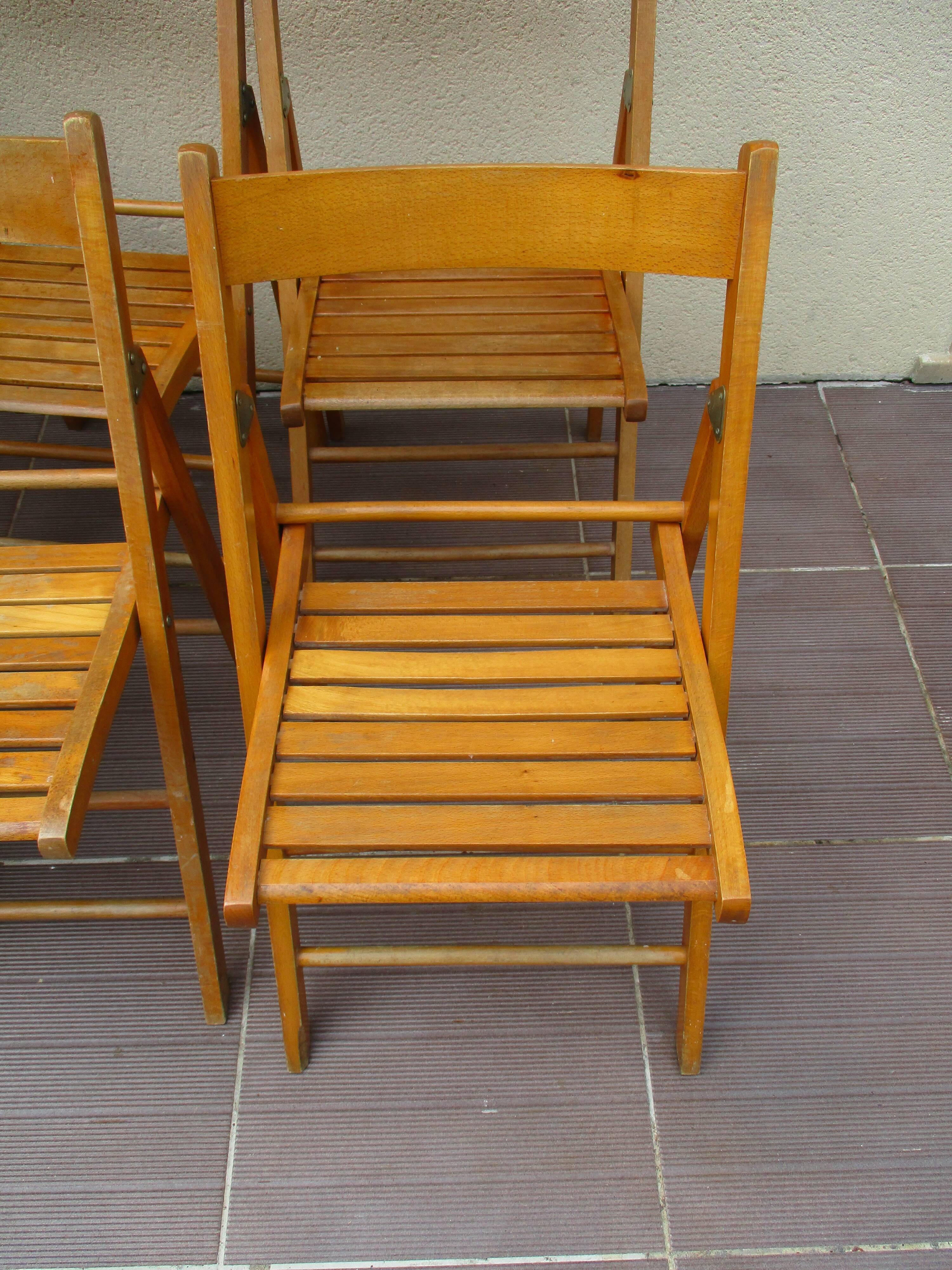 6 folding chairs wood vintage
