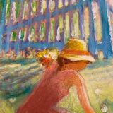 Huile sur toile peinture authentique et signée Claude Fossoux 64,5x56 cm avec cadre