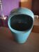 Cache pot en céramique ou grés émaillé bleu turquoise signé