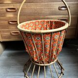 Vintage rattan sewing basket