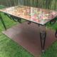 Vallauris wrought iron and ceramic coffee table by La Grange.