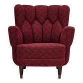 1960s, Danish armchair, original red furniture fabric.