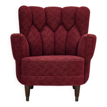 1960s, Danish armchair, original red furniture fabric.