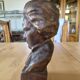 Buste de Beethoven sculpté en bois - statue vintage