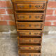 Antique louis xv style weekly chest wood 7 drawers & vintage metal handles