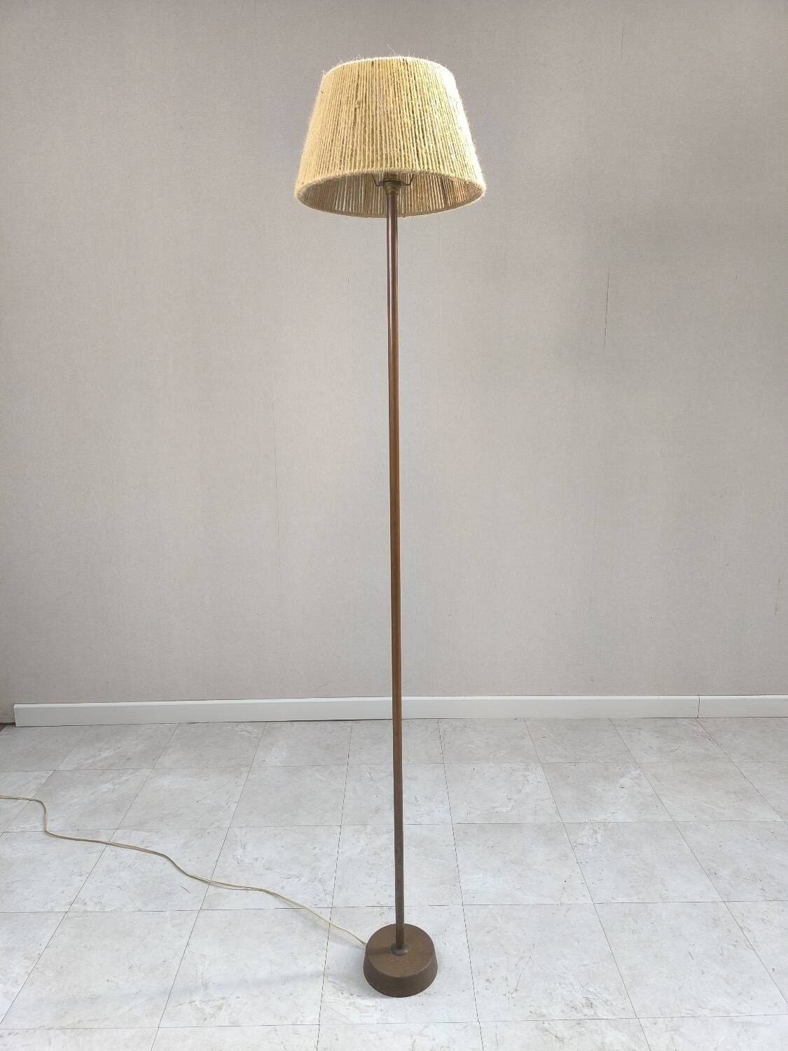 Copper and rope floor lamp circa 1950