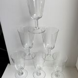 Set of 6 crystal wine glasses engraved 60s