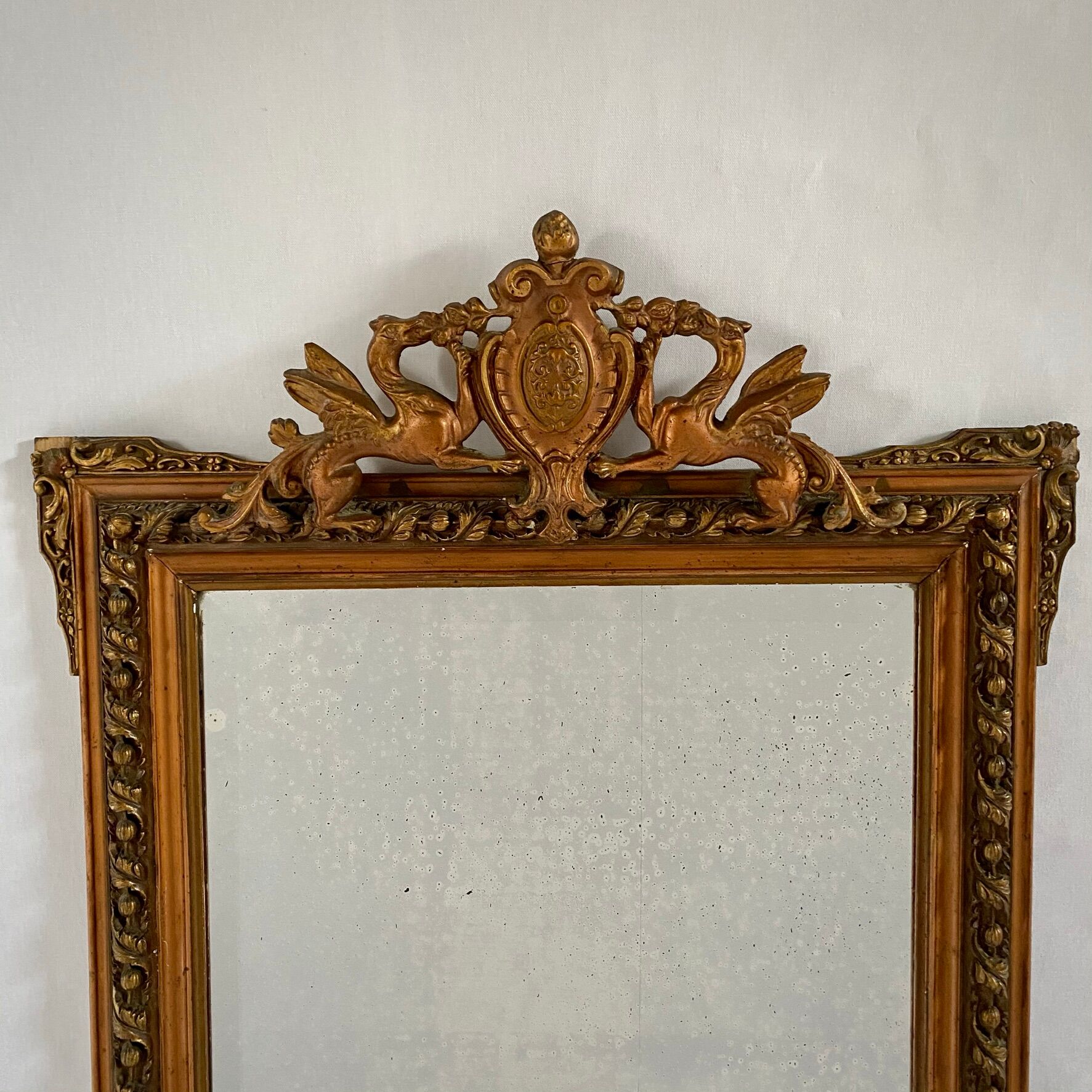 Mirror Napoleon III, gilded with pediment - 105x67cm