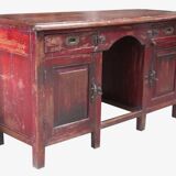 Vintage red desk old teak piece and original patina from India