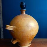 Large lamp foot in terracotta enamelled ochre color / 60s