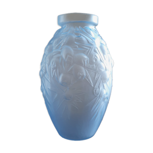 Vase au pin maritime en verre bleu, vers 1930