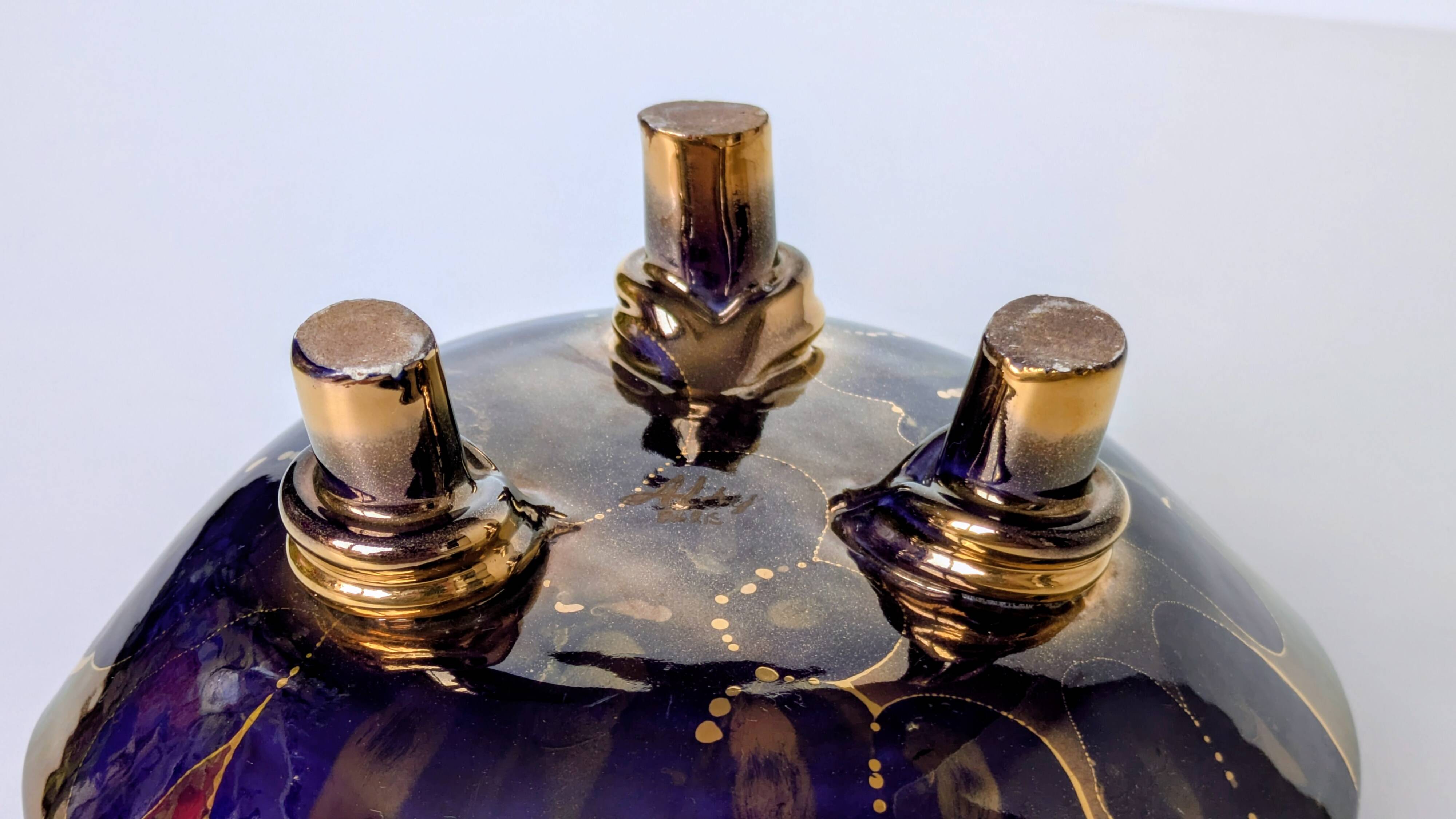 Tripod Ashtray Dish in Ceramic - Alcy Paris - Lustrous Enamel and Gold