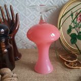 Pink opaline soliflore vase and vintage transparent foot