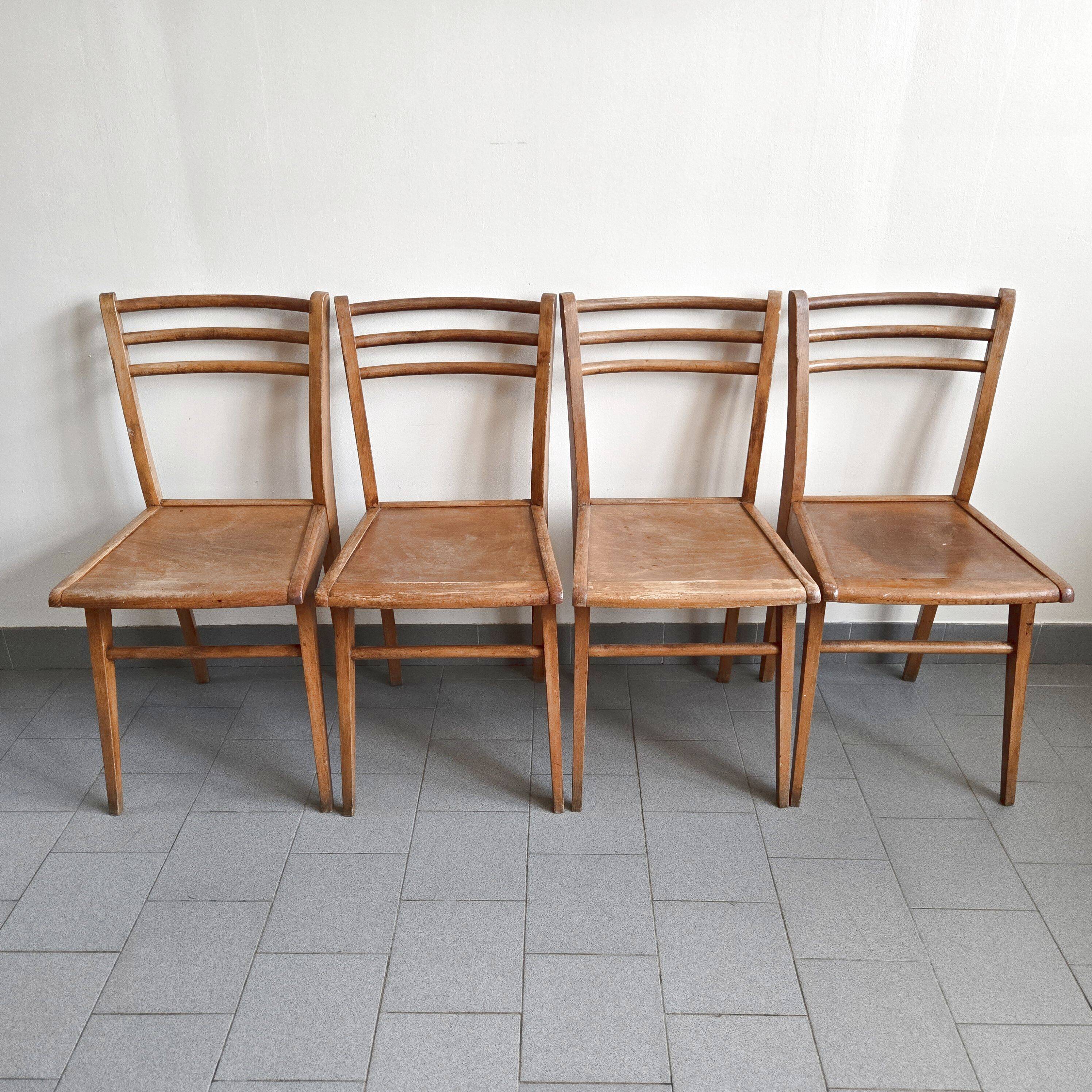 Suite de 4 chaises bistrot Luterma 1950 vintage