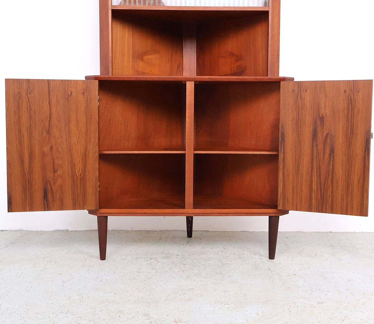 Vintage Danish teak corner cabinet with display case, 1960s