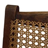 Fauteuil Art Déco en chêne tressé, design minimaliste.