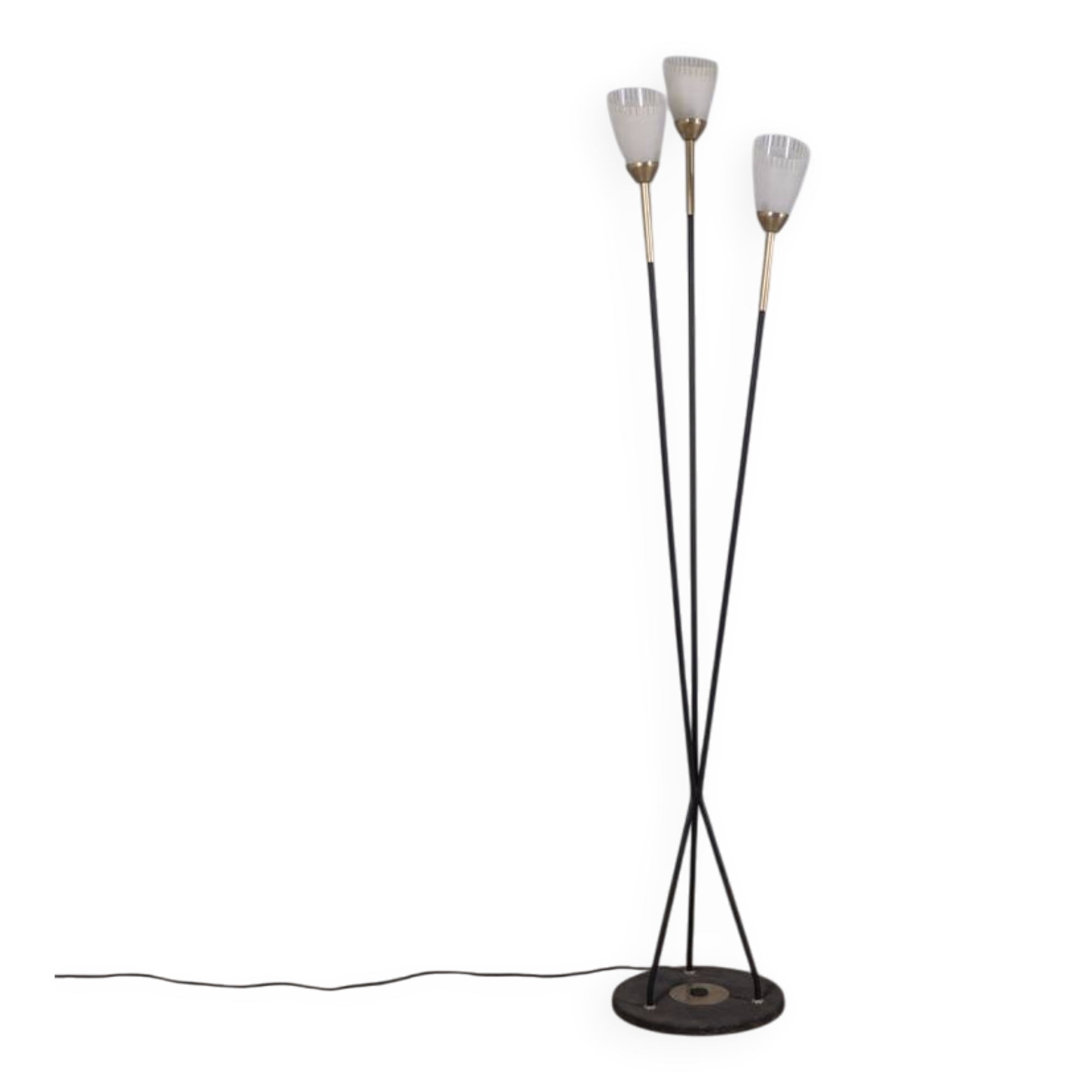 VINTAGE 1960S THREE-LIGHT GLASS FLOOR LAMP, ITALIAN DESIGN