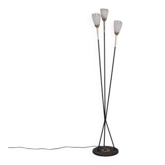 VINTAGE 1960S THREE-LIGHT GLASS FLOOR LAMP, ITALIAN DESIGN