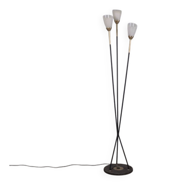 VINTAGE 1960S THREE-LIGHT GLASS FLOOR LAMP, ITALIAN DESIGN