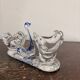 Double salt and pepper shaker, swan dragée, cobalt blue Murano glass.