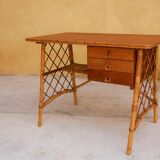Rattan desk by Louis Sognot, 1950