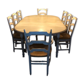 Provencal table and chairs in solid oak