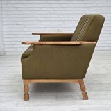 1970s, Danish 2-seater sofa, green furniture wool, oak wood.