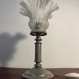 Lampe à poser art déco globe tulipe verre givré
