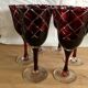 6 red italian cut glass wine glasses