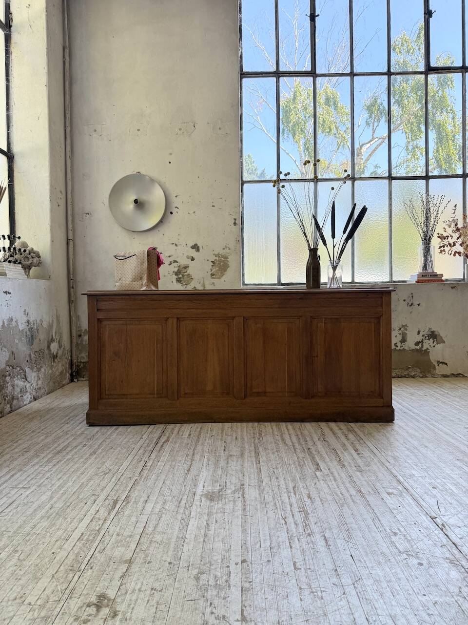 1950s oak office counter